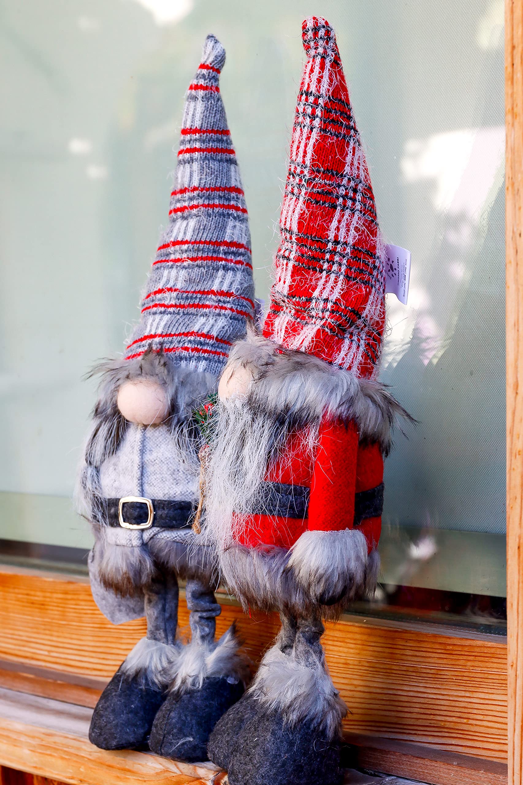 INTRECCI Set 2 Gnomi Natalizi 45 cm Fantasia Tartan Lui & Lei, Nano Decorativo Tartan, Coppia Pupazzi, Arredo Decorazioni Natalizie