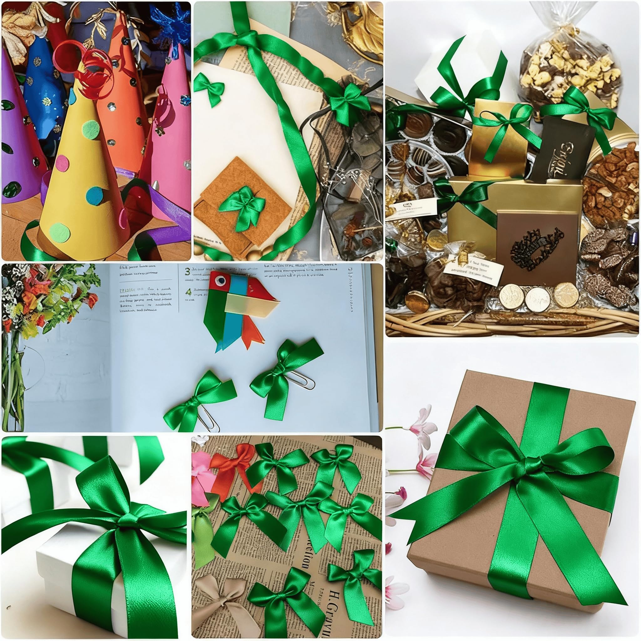 2 Rolls 40mm Green Satin Ribbon for Gift Wrapping 22m Thick Fabric Craft Ribbon for Balloons,Crafting,Hair,Bouquets,Wedding - Image 4