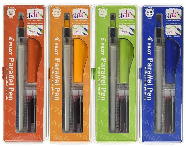 Pilot Parallel Calligraphy Pen Set, 1.5 mm, 2.4 mm, 3.8 mm and 6 mm with Bonus Ink Cartridge (P9005SET) by Pilot - 1