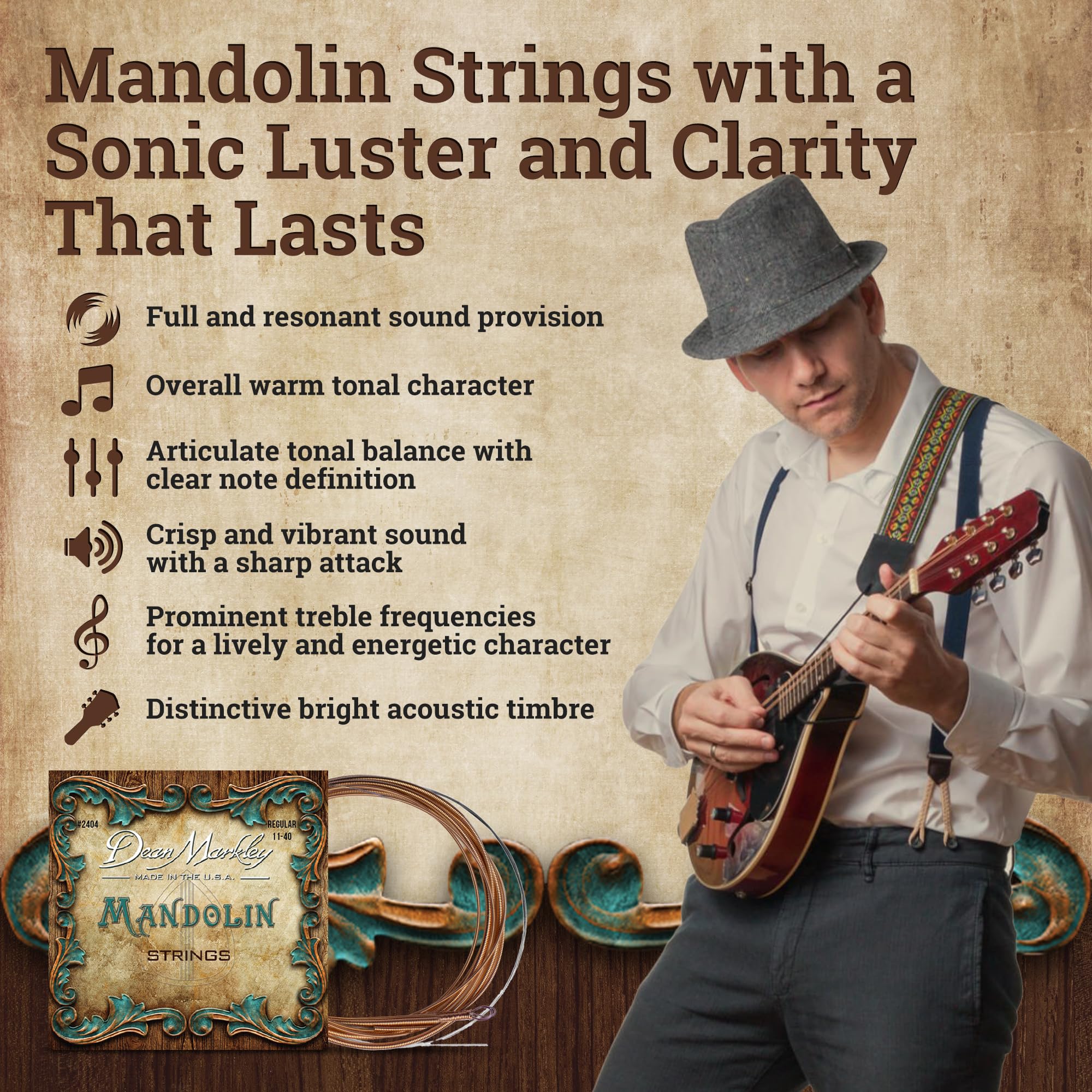Dean Markley 2404 Mandolinen-Saiten Phosphor-Bronze .011 - .039 Regular