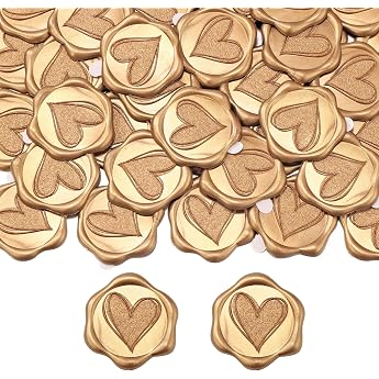 Wax Seal Self-Adhesive Pack of 50 Heart Seal Stickers Gold Envelope Sticker Wax Seal Stamp Sticker for Wedding Party