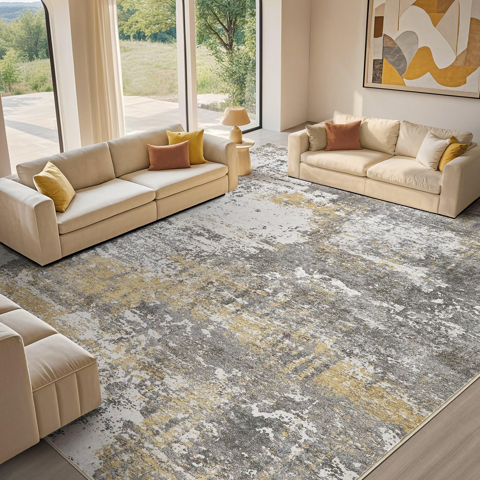 Amazon.com: Micgeek Area Rug Living Room - 9X12 Abstract Washable