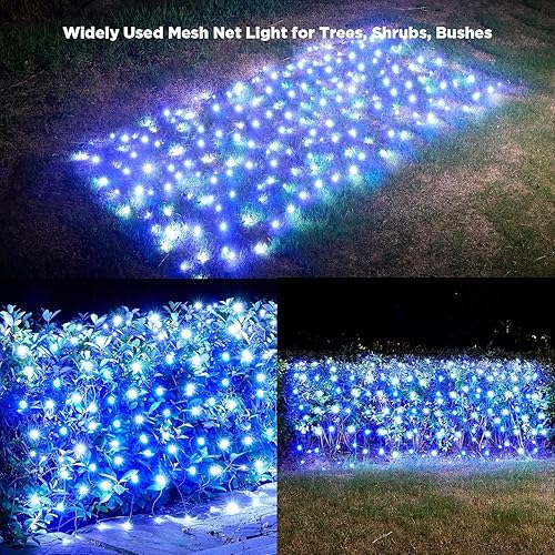 Miniatura 2 de Red de luces LED de Navidad para exteriores, 160 luces LED de 4 x 7 pies, luces de red de malla conectables para interiores y exteriores, para