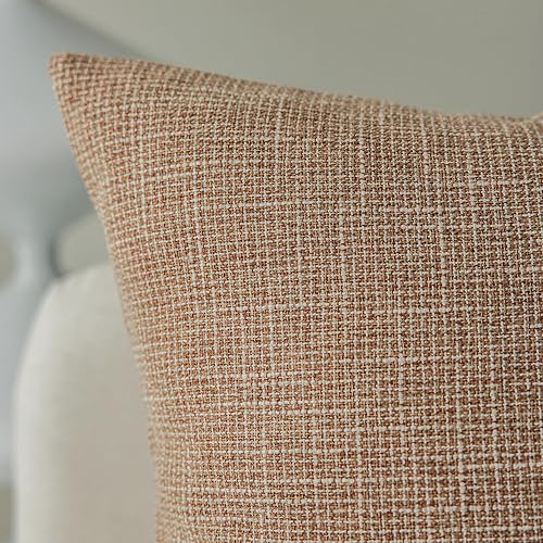 Miniatura 3 de Kevin Textile Fundas de cojín texturizadas de lino sintético para sofá, cremallera invisible, 18 x 18 pulgadas (juego de 2, lino natural)