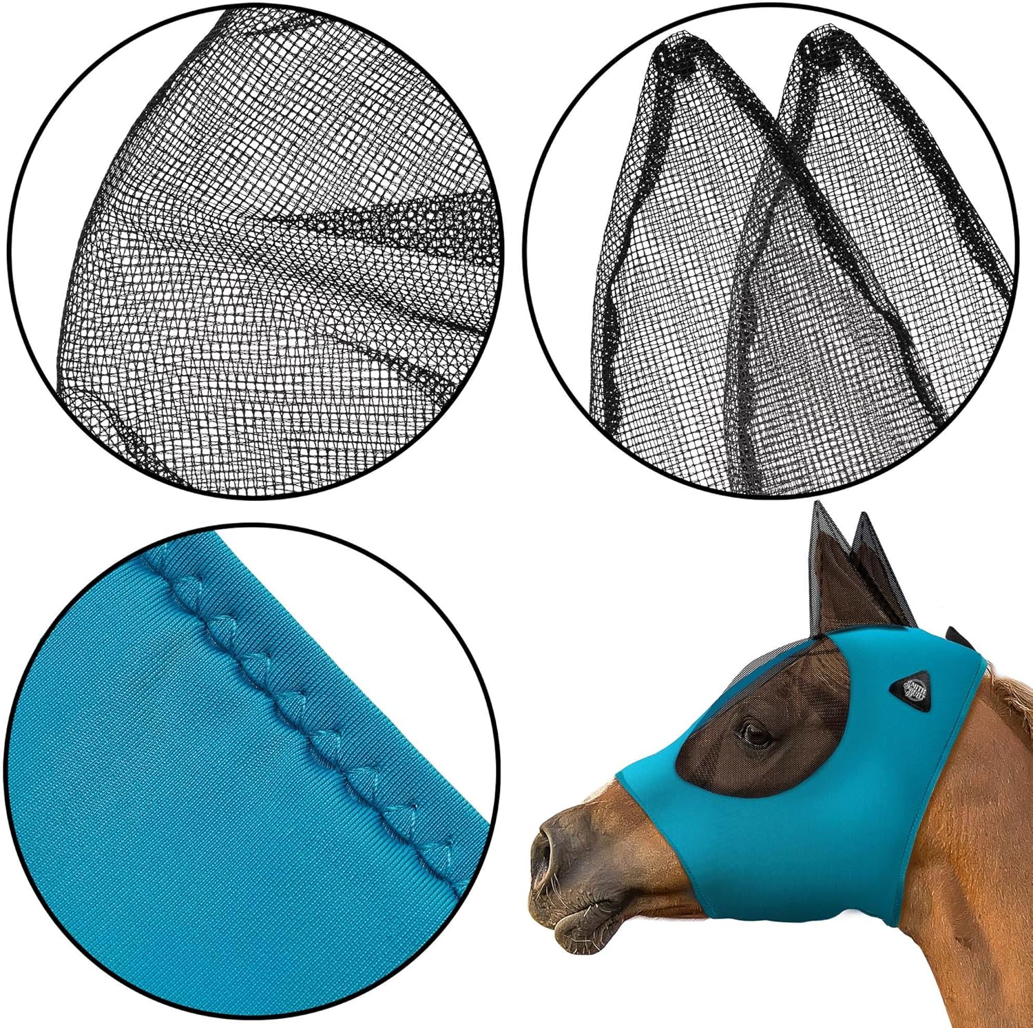 SmithBuilt Horse Fly Mask (Teal, Cob) - Mesh Eyes and Ears, Breathable Fabric, UV Protection : Pet Supplies