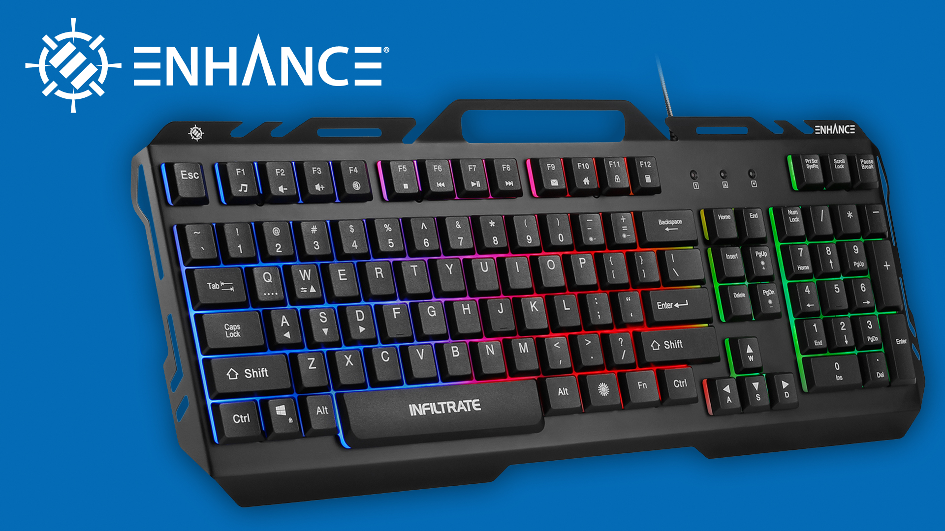 (未使用･未開封品)　ENHANCE ハイブリッドメカニカルゲーミングキーボード[US配列] ENHANCE Infiltrate Membrane Keyboard ゲーム用 Black・黒 7色LED・9つの照明効 bt0tq1u Amazon.com: ENHANCE Infiltrate KL2 Membrane Gaming Keyboard