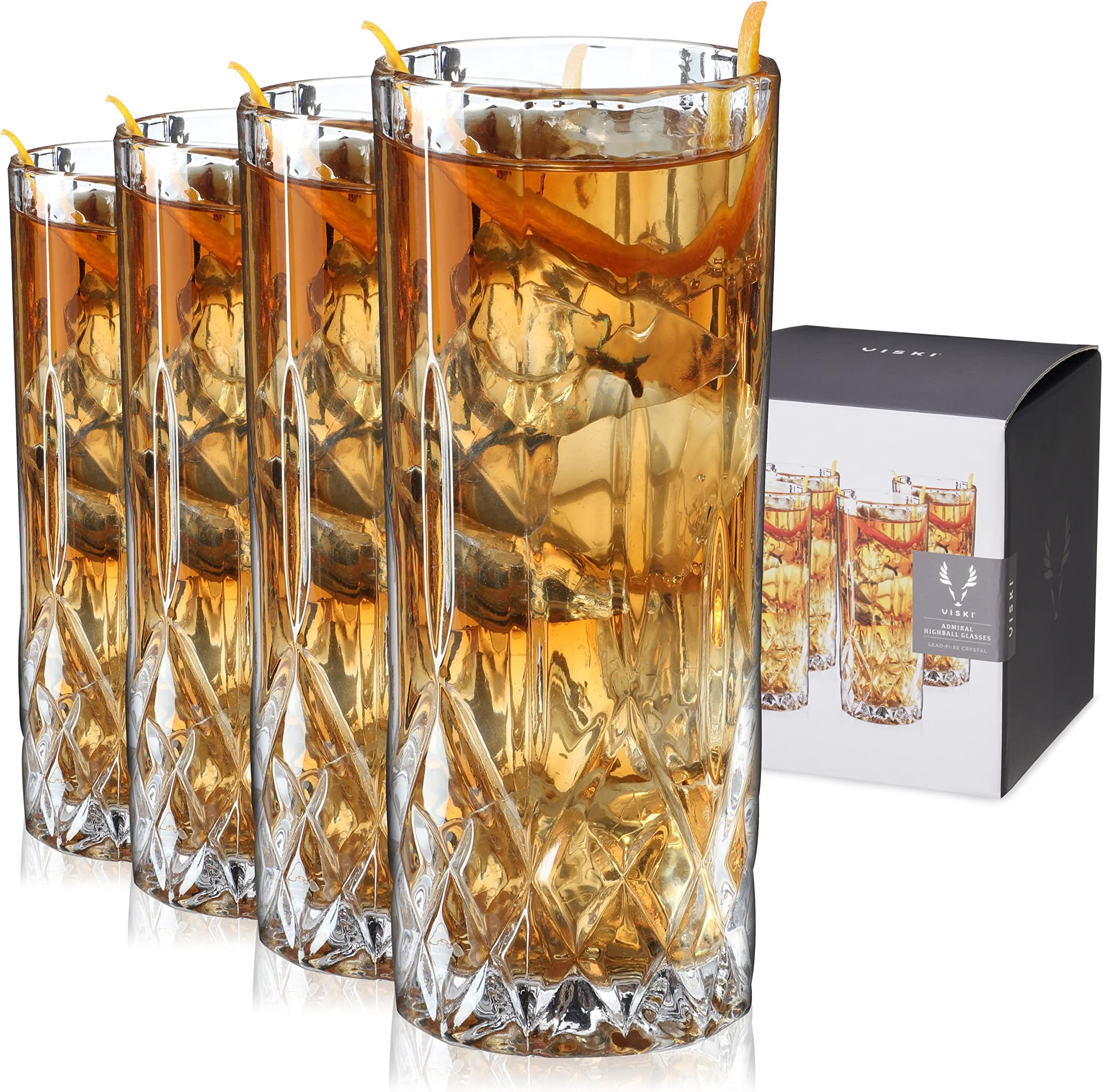 Godinger Tall Beverage Glasses Collins All Purpose