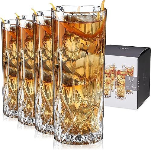 Viski Admiral Highball - Vasos de cristal, cristalería elegante para whisky, vodka, cócteles, perfectos para bares en casa, fiestas en interiores y