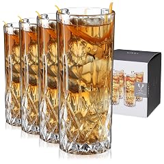 Viski Admiral Highball Glasses Crystal Drinking Glasses Elegant Glassware for Whiskey Vodka Cocktails Perfect for Home Bars Indoor