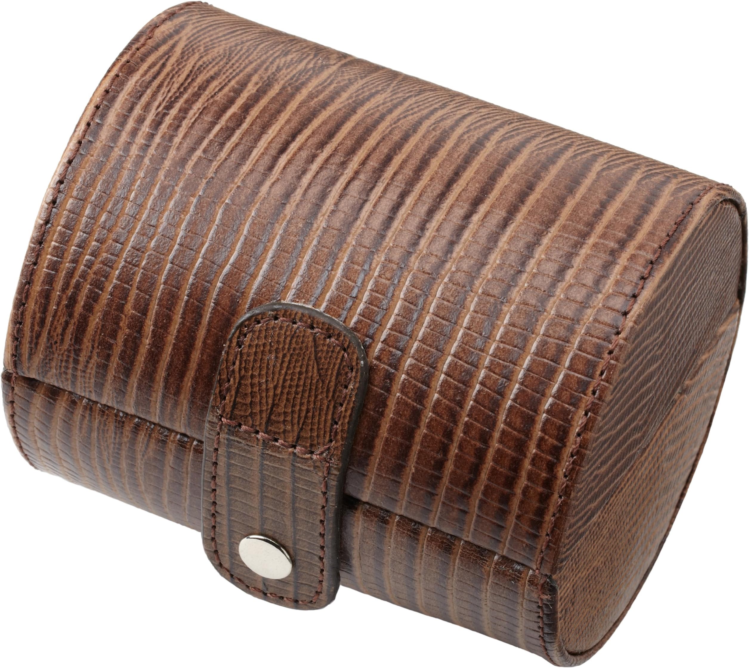 Intica FJ-075L-LIZ Barrel Case Design Hard Shell Lizard Leather Print Watch Case