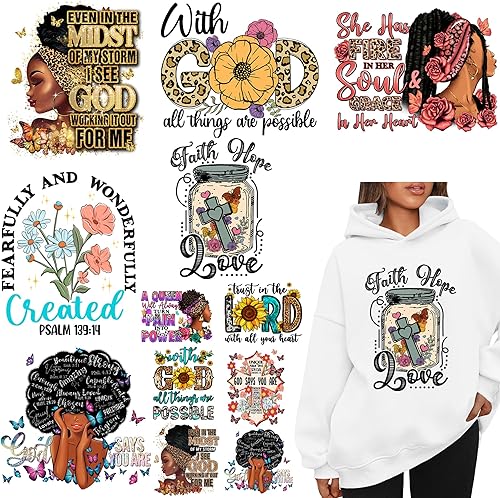 Vista 10 de Parches de transferencia de calor para ropa, camisetas, calcomanías para planchar, diseño lavable de Jesús Dios, 12 unidades, apliques de decoración