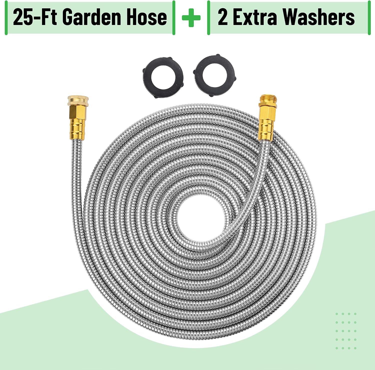 UNCO- Metal Garden Hose, 25 Feet Stainless Steel, No Kink, Lightweight photo 2
