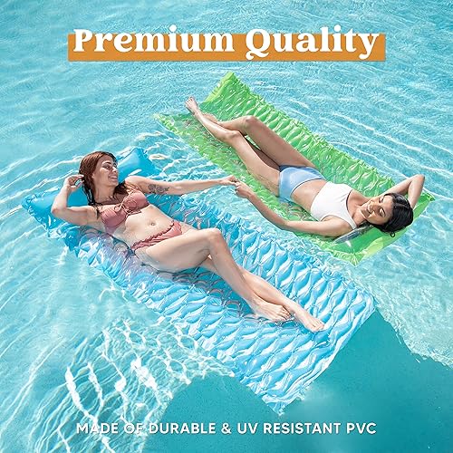 Miniatura 5 de Sloosh Pocket Inflatable Floating Mat Swimming Pool Mattress Pool Mat Float Raft Lounge 2 Pieces