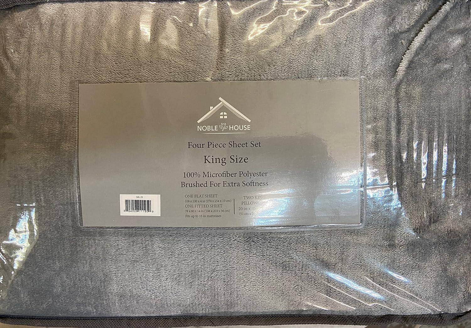 Décor&More Luxury Elegance 4 Piece King Size Extra Soft Velvet Touch Microplush Sheet Set - Dark Grey