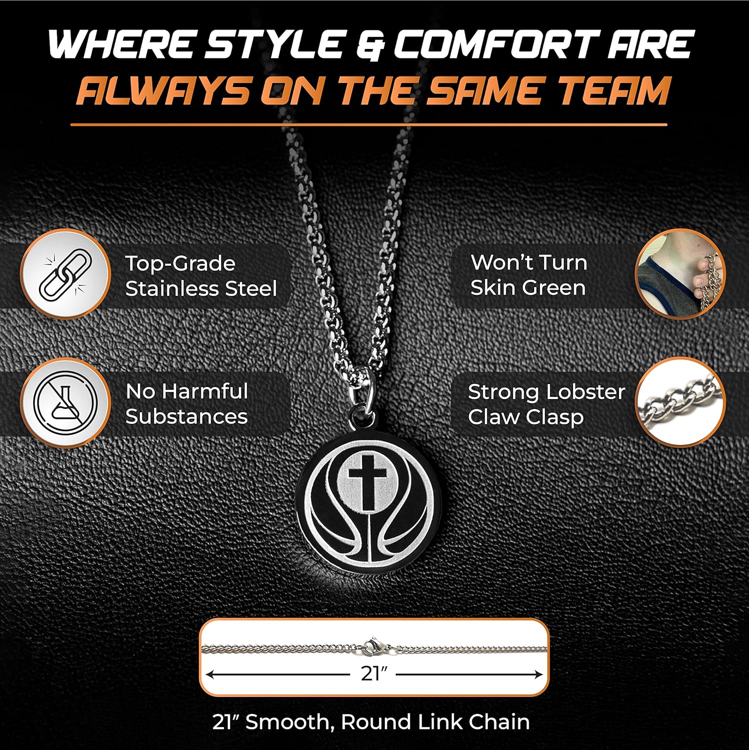 Athletes Necklace With Inspiring Bible Quote – Choose Your Quote, Silver Cross Necklace for Men and Women That Love Sports – Makes a Unique, Inspiring Gift for Athletes. Baseball, Basketball, Football, Hockey and Soccer Available. - Image 5