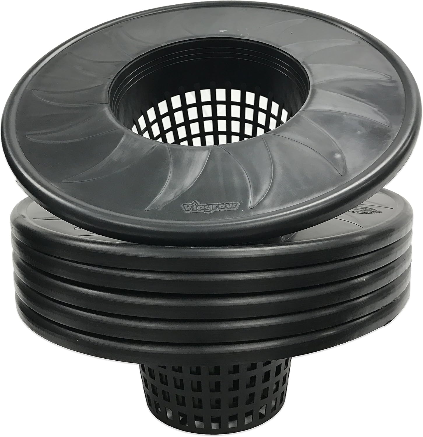 Viagrow® 6 in. Mesh Pot Bucket Lid Insert for 3.5 & 5 Gal. Hydroponic Buckets – Black Plastic Net Cup, 6 in. x 4.5 in. Deep (6-Pack) / A Product of The Harvest Company™