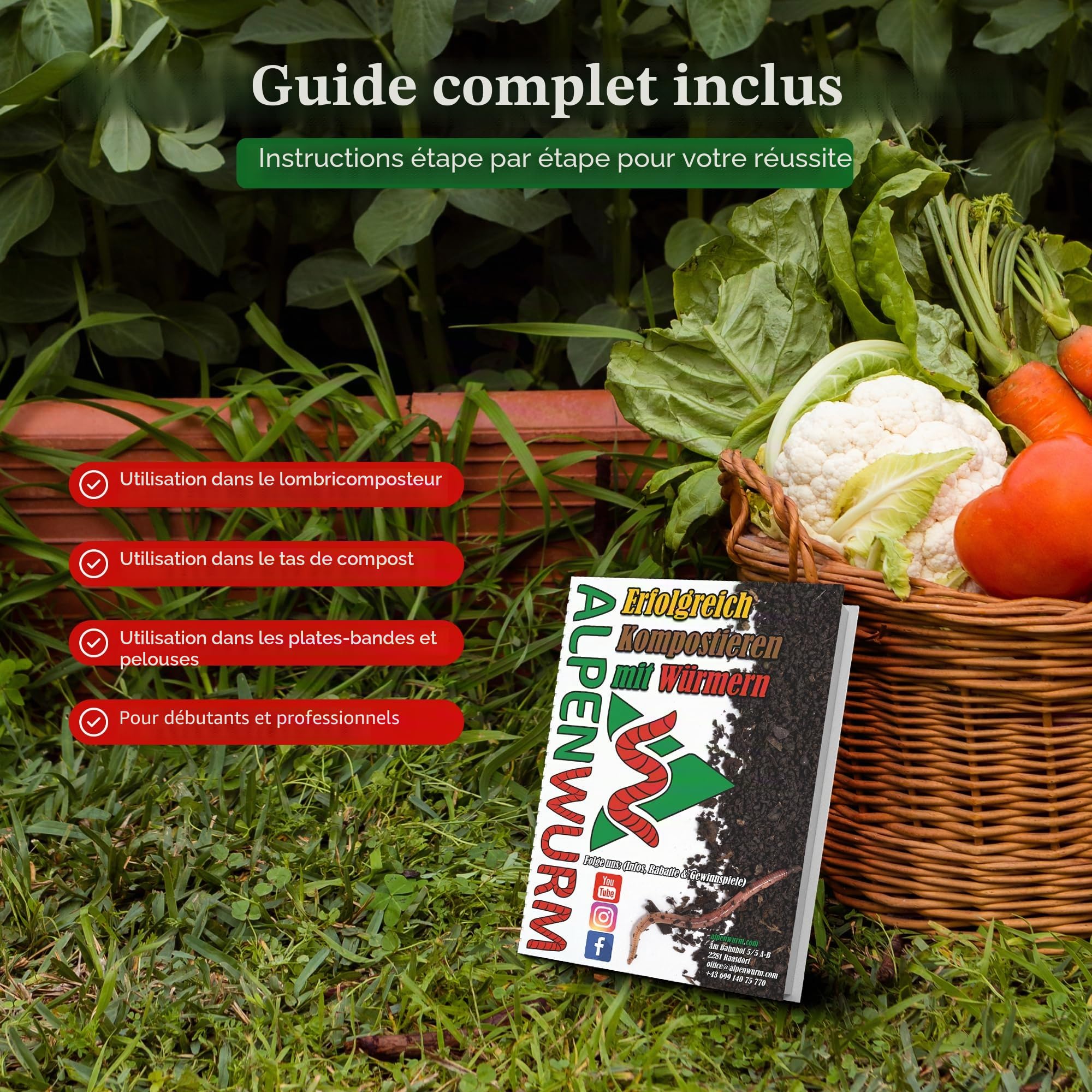 0,5 kg compost worms (min. 500 pieces) garden earth