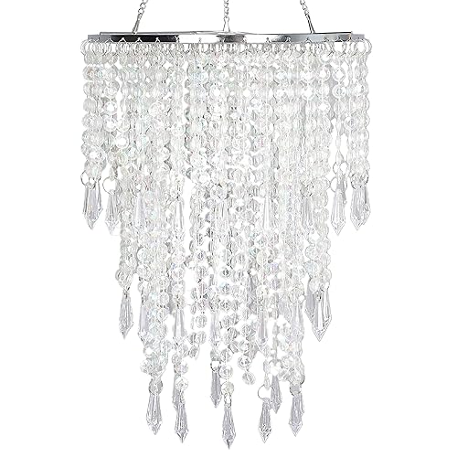 Acrylic Chandelier Shade, Ceiling Light Shade Beaded Pendant Lampshade with