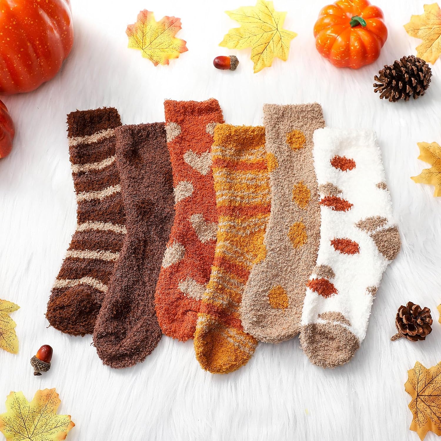 Handepo 60 Pairs Women Fuzzy Socks Bulk Winter Warm Soft Fluffy Crew Sleeping Slipper Socks for Mother's Day Birthday Gifts