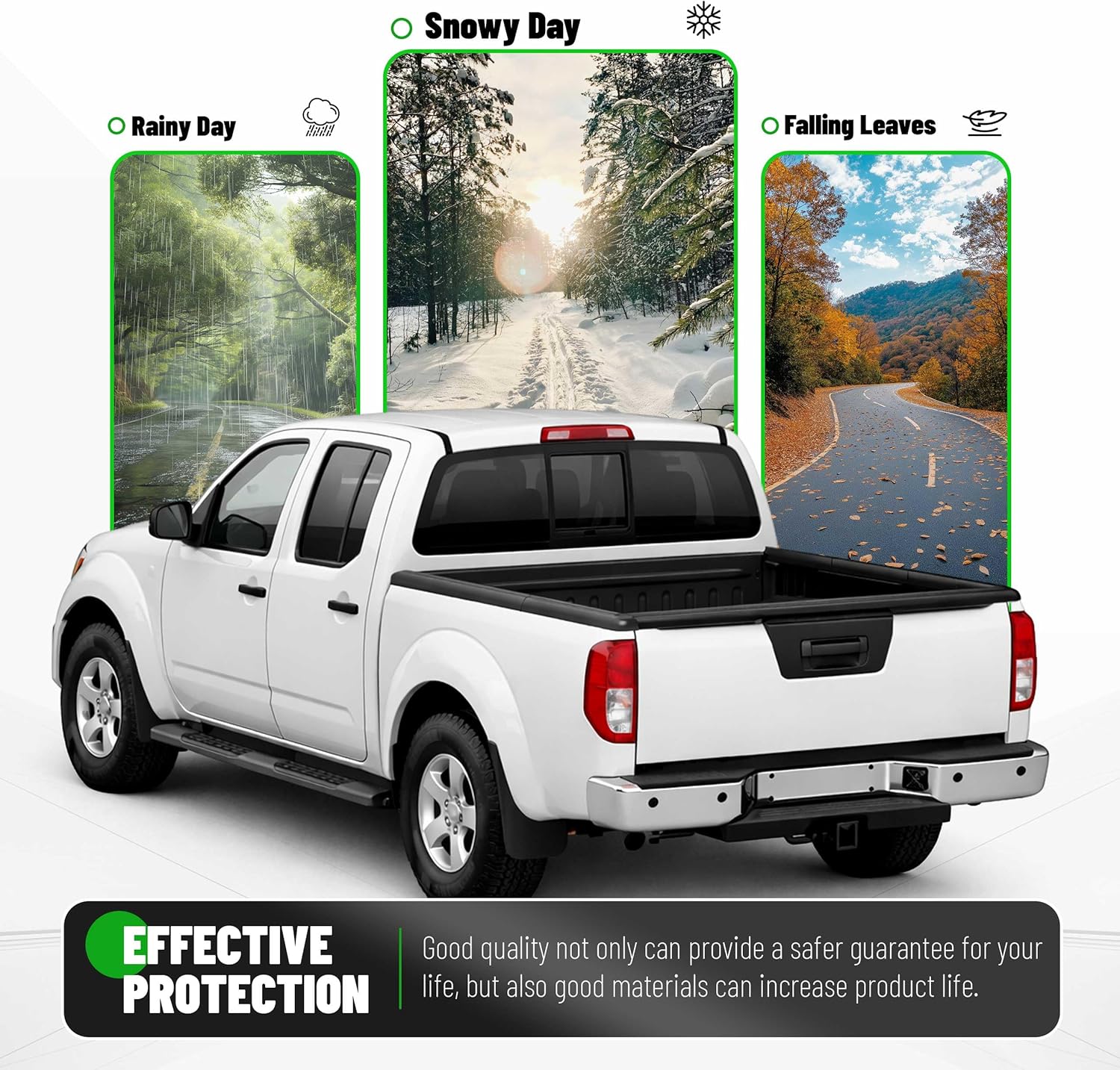 ALMULOO Truck Bed Side Rail Cover+Tailgate Molding Compatible with 2005-2012 Nissan Frontier Crew Cab ONLY Plastic(ABS) Textured Black for 999T1-BR200CC, 93486EA80A