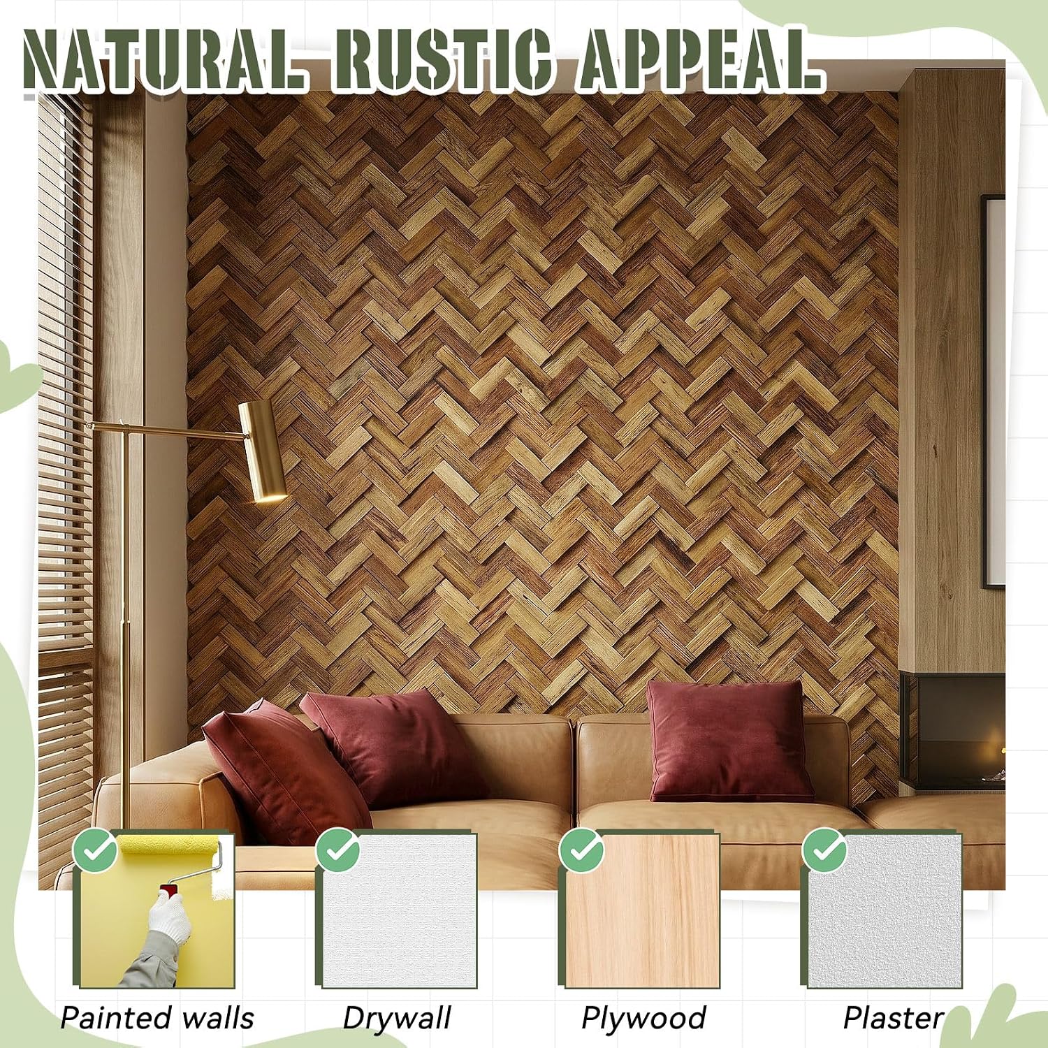 Kathfly 8 Pcs Wood Wall Panels, Reclaimed Real Teak Wood 3D Panels for Interior Accent Wall, Mosaic Paneling Tiles, Natural DIY Decor for Living Room, Bedroom, Office, Covers 7.2 Sq ft