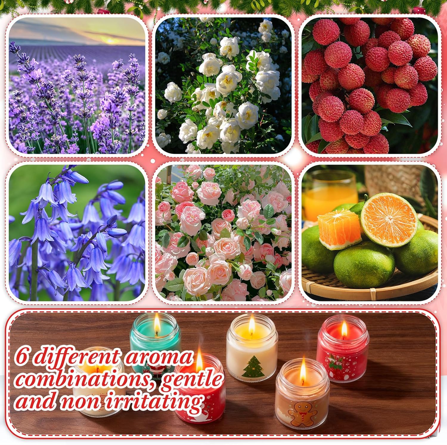 Pangda 12 Pcs Christmas Scented Candles Bulk, 3.5oz Mini Christmas Gifts for Women & Men Natural Soy Wax with Holiday Candle Include 6 Different Scents Ideal for Xmas, New Year, and Winter Home Decor
