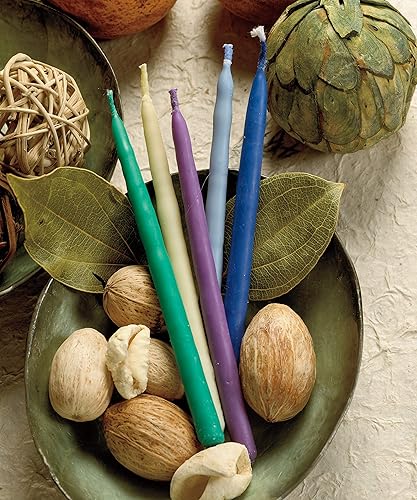 Vista 28 de Velas para Jánuca de Rite-Lite Judaica Hechas a mano, de color azul y blanco. Caja de 45 unidades. Azul y Blanco,Blanco,azul/blanco,Splash