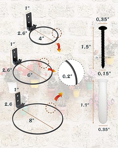 Miniatura 4 de NACETURE Anillo plegable para macetas de 6 pulgadas para montaje en pared, ganchos redondos de metal resistente, soportes para macetas de cerca,