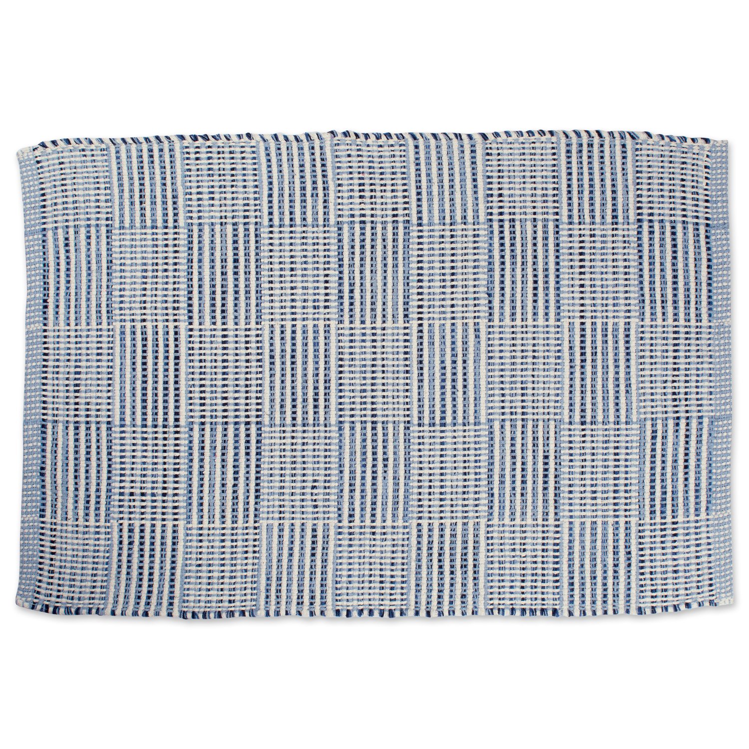 DII Contemporary Square Recycled Yarn Rug, Blue Checker, 2x3'