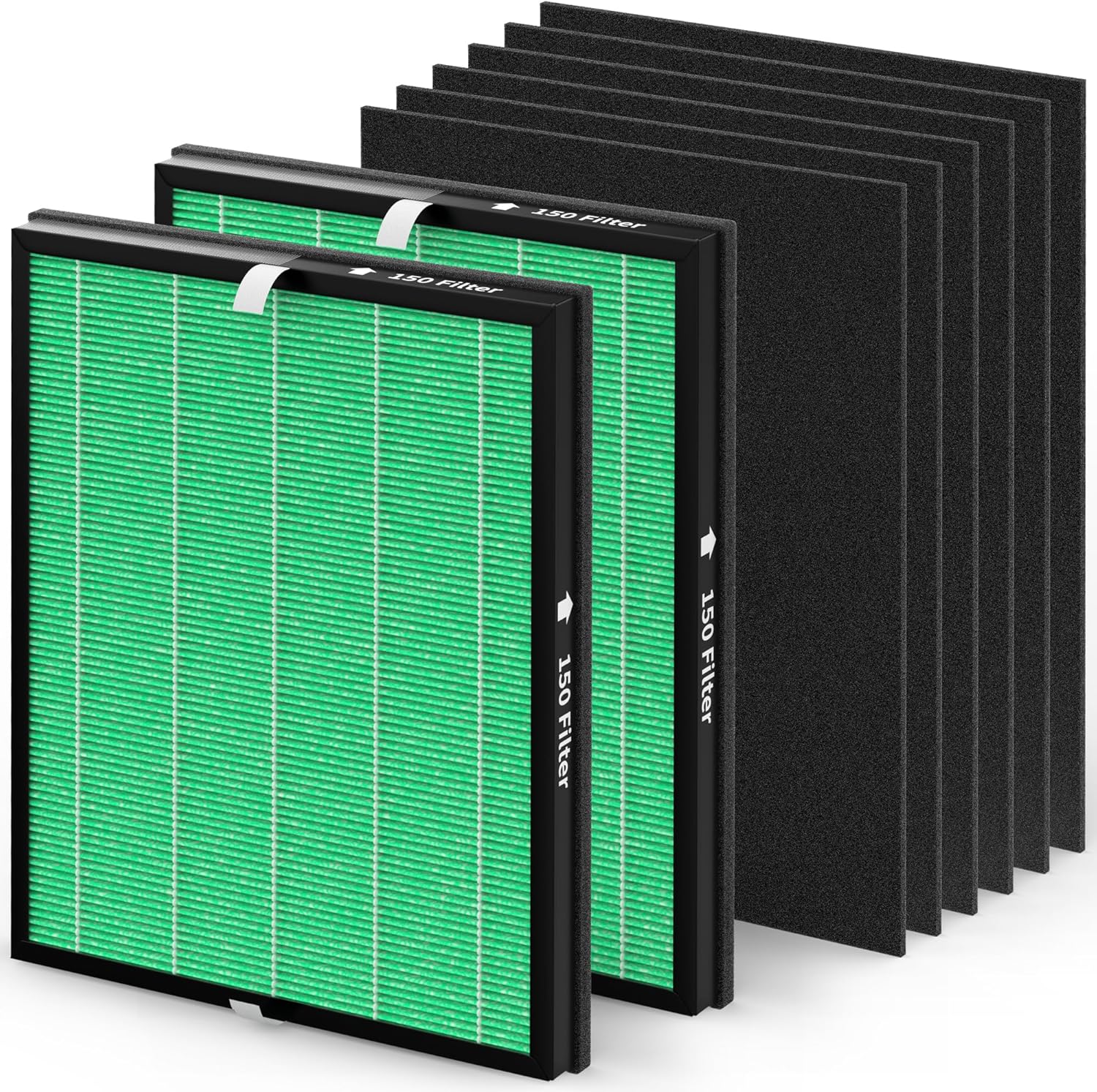 2 pack 150 True HEPA Filter Replacement Sets for Coway Airmega 150 Air-Purifier, 2 *Green True HEPA and 4 *Active Carbon Filters, Part Number AP-1019C-FP