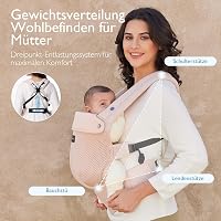 Momcozy Légáteresztő Hálós Babahordozó 3-20 kg Gyermekeknek, Ergonomikus Deréktámasszal, Rózsaszín Könnyű Kenguru Elöl Hordozáshoz, Géppel M 7