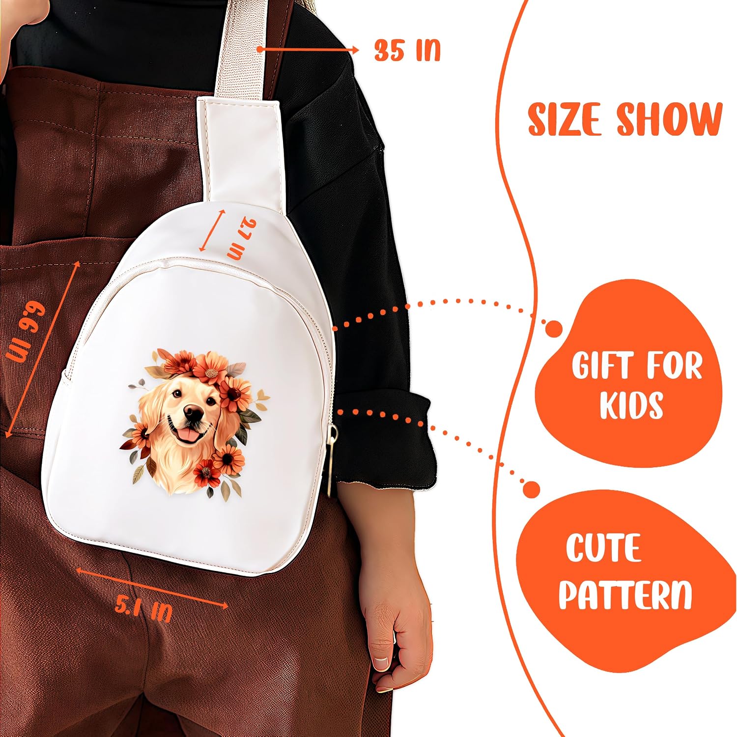 Golden Retriever Mini Sling Bag, Crossbody Bag, Toddler Purse For Girls, Gifts For Daughter, Sister, Niece, Golden Retriever Lovers Themed Gifts Stuff Accessories Things Merchandise Items! image 2