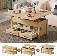 Vista 1 de Mesa de Centro con Tapa Elevable de 42'', Mesa de Centro Multifuncional 4 en 1 con Almacenamiento y Compartimentos Ocultos, Mesa de Centro