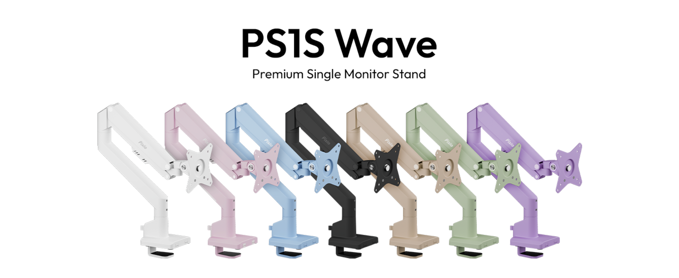 Pixio PS1S Wave Black Premium Stand Single モニターアーム シングル Amazon.com: Pixio PS1S Wave Black Single Monitor Arm Stand Desk