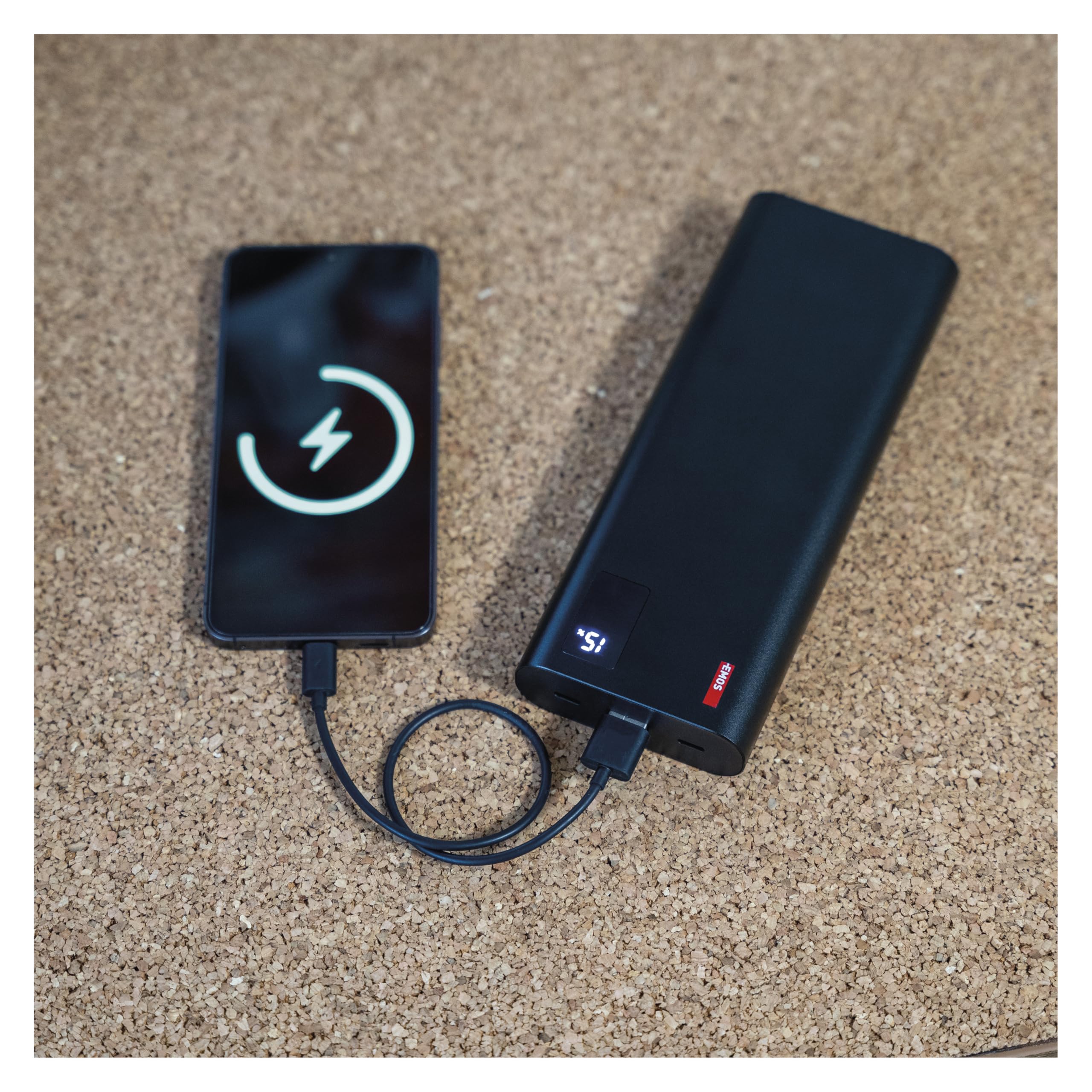 EMOS - Powerbank 27 000 mAh NTBF30 - Batterie Externe avec passthrough et Charge Rapide 100 W PD - 2 Ports USB-C/USB-A avec câble de Charge - pour Tablette, Ordinateur Portable, iPad, téléphone