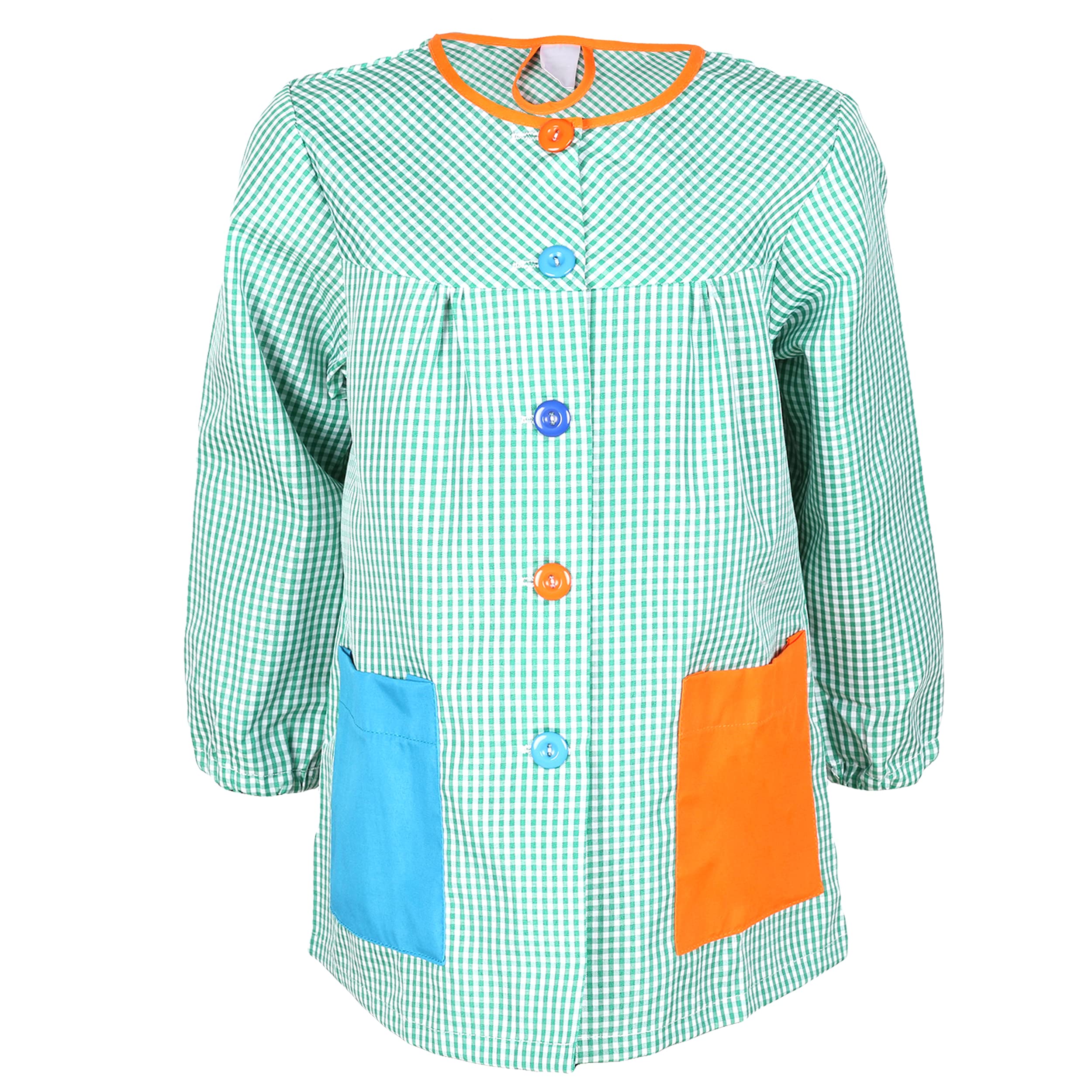 ETREXONLINE Grembiule Scuola per Bambini per l'Asilo e la Scuola con Bottoni, Grembiule Elastico con 2 Tasche per Infanzia