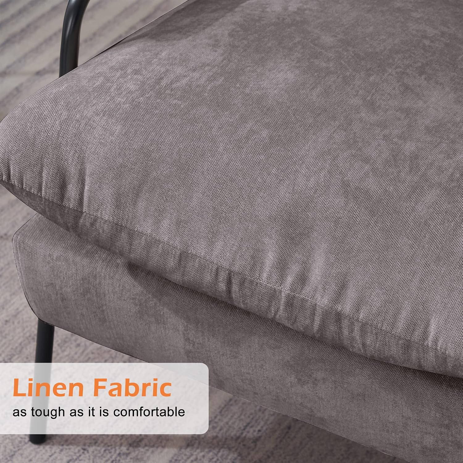 MCombo Accent Recliner Chair with Ottoman, Modern Fabric Armchair, Upholstered Sofa Bed for Living Room Bedroom, Small Space 4055 (Black Frame, Grey)