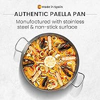 Vista 2 de Machika Sartén de acero inoxidable Utensilios de cocina de acero inoxidable Sartén de inducción para recetas de paella y arroz Ideal