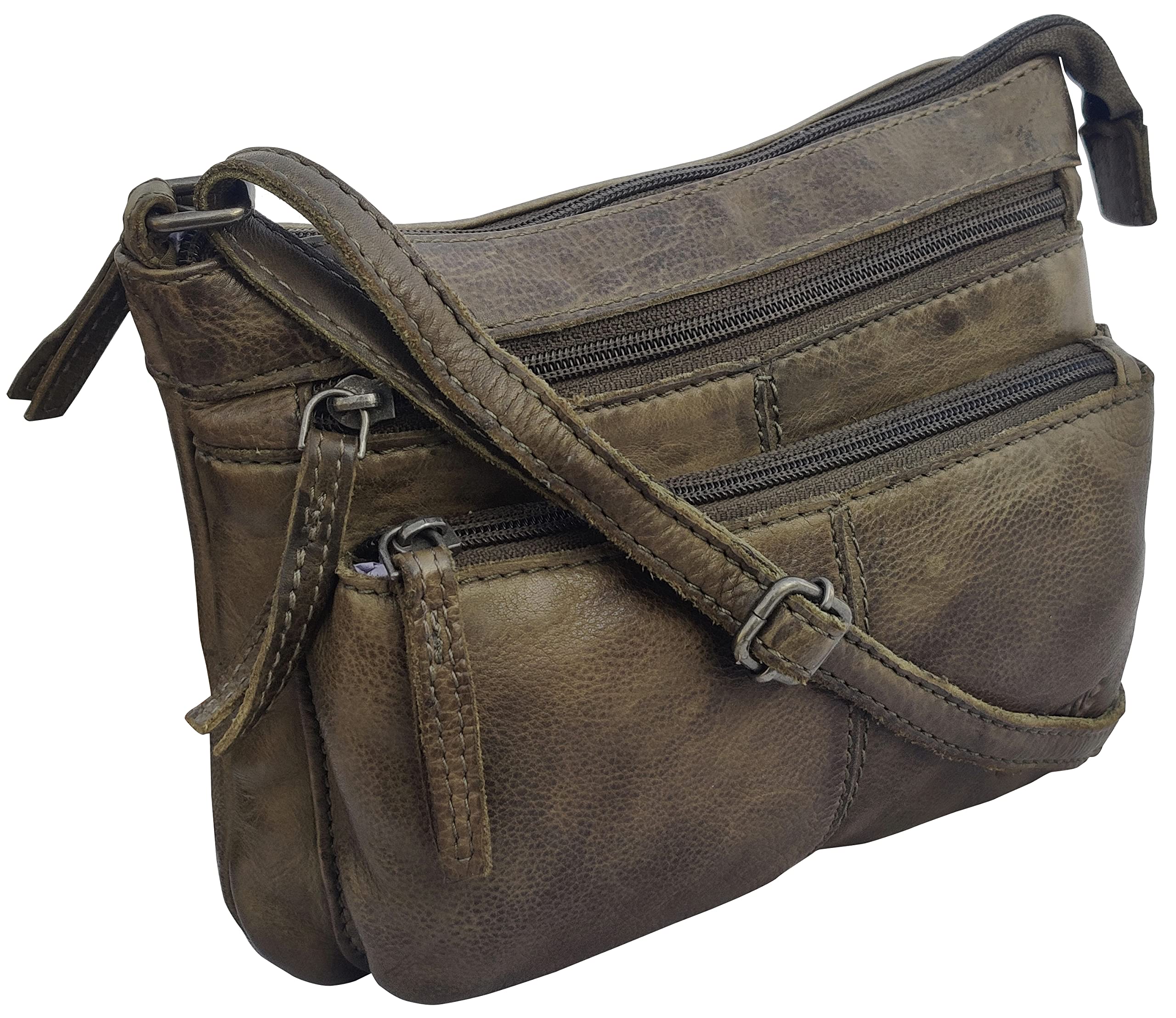 RUSTIC TOWN Leather Crossbody Bag for Women - Washed Leather Travel Sling Bag Purse Hobo Handbags for Girls