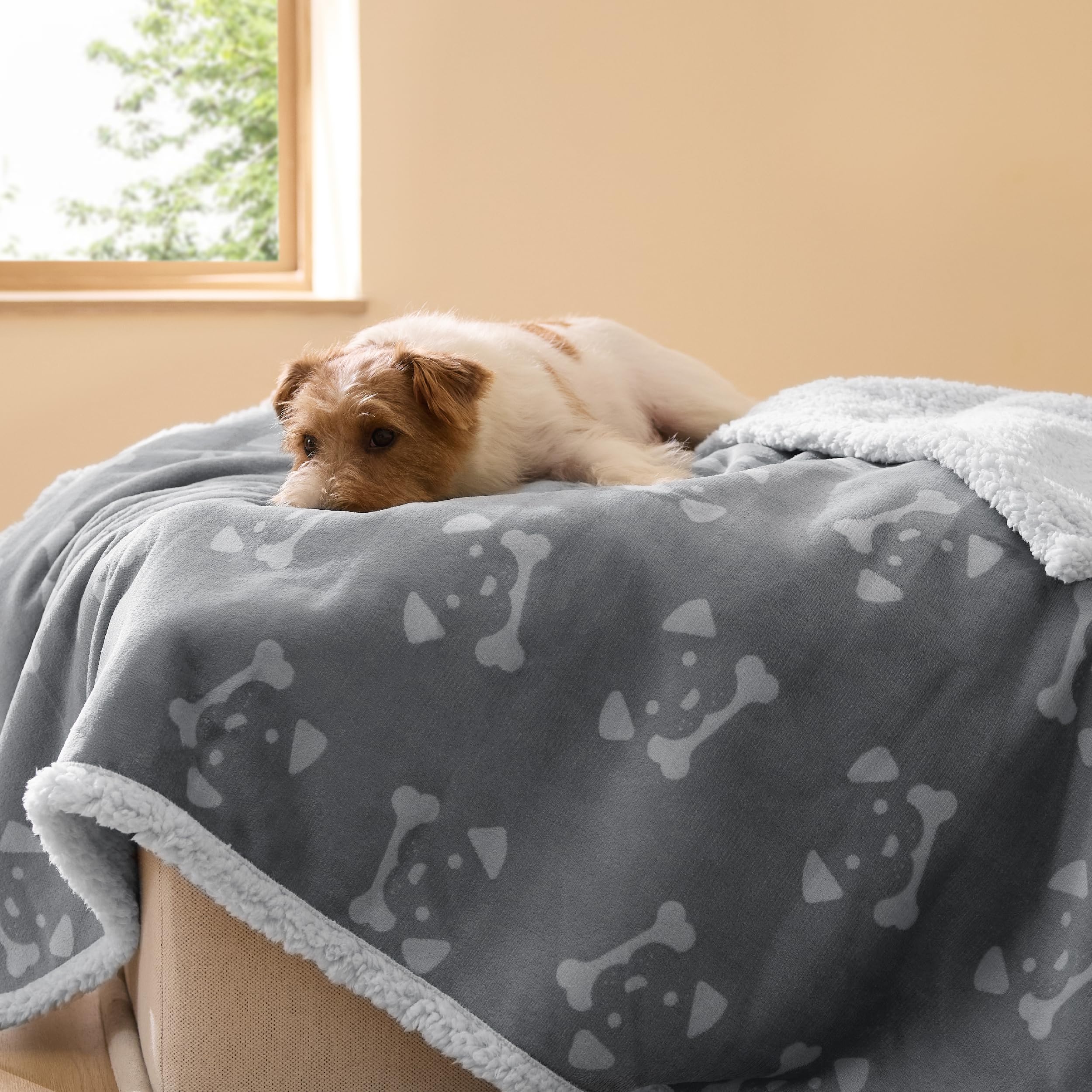Bedsure Waterproof Dog Blankets for Medium Dogs Washable - 30"X40", Anchor Gray