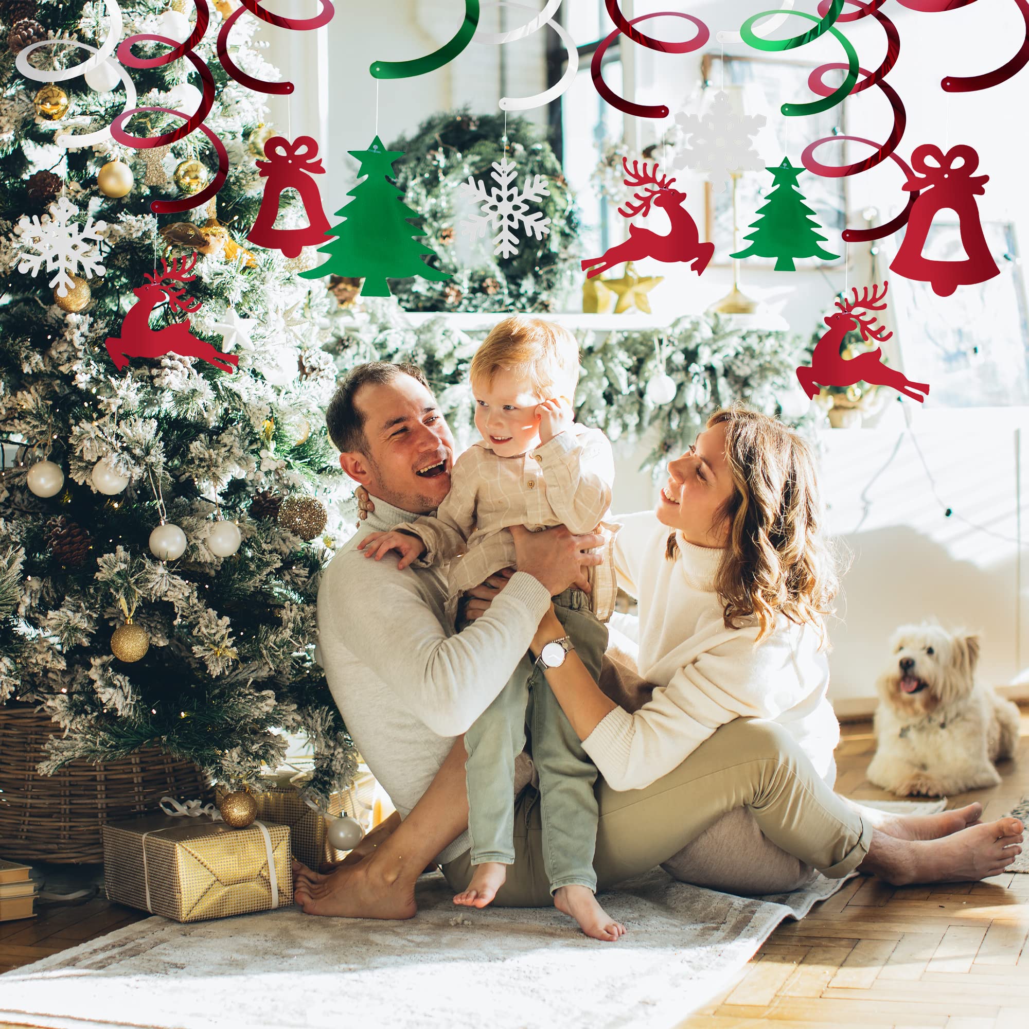 30 Décorations De Noël à Suspendre - Sapin, Cloche, Renne, Flocon - Pour Plafond Et Mur Intérieur - 2
