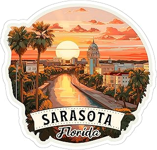 Sarasota Florida Sticker 4 Inch City Travel Souvenir Destination - Waterproof Vinyl Decal for Laptop Water Bottle Car Tumbler - Durable Aesthetic Long-Lasting Stickers for Adults ID44990