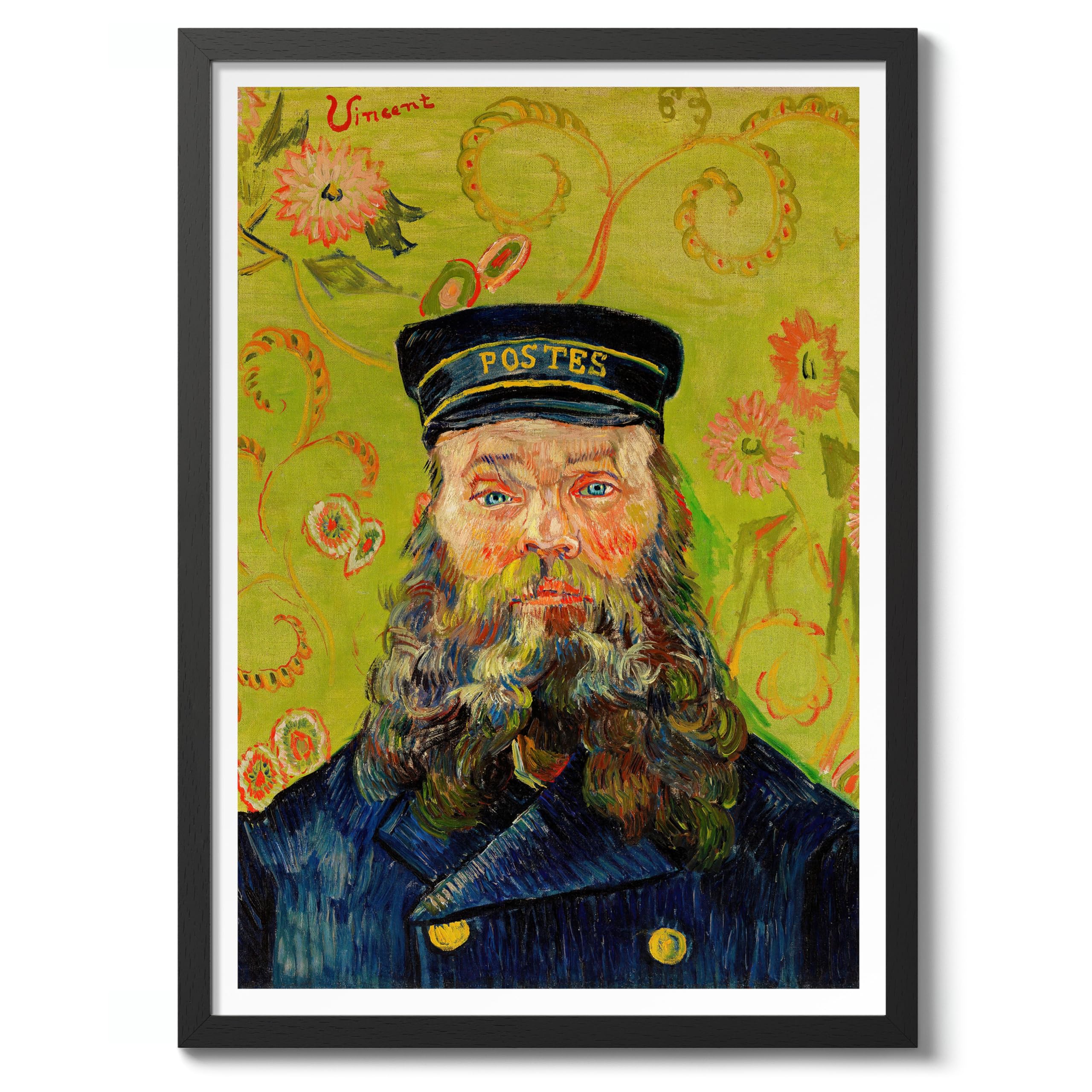 The Postman (Joseph Roulin) Vincent Van Gogh Print, Classic Famous Oil Painting Print, Modern Art Exhibition, Home Decor Wall Art, Archival Matte, A5 (Black Frame) - 21x14.8cm — image 1