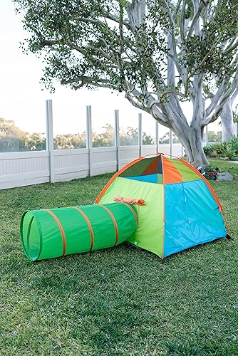Vista 13 de Pacific Play Tents 20418 Neon Hide-Me Dome - Combo de tienda de campaña y túnel, tienda de campaña de 48 x 48 x 42 pulgadas de alto, túnel de 4 pies