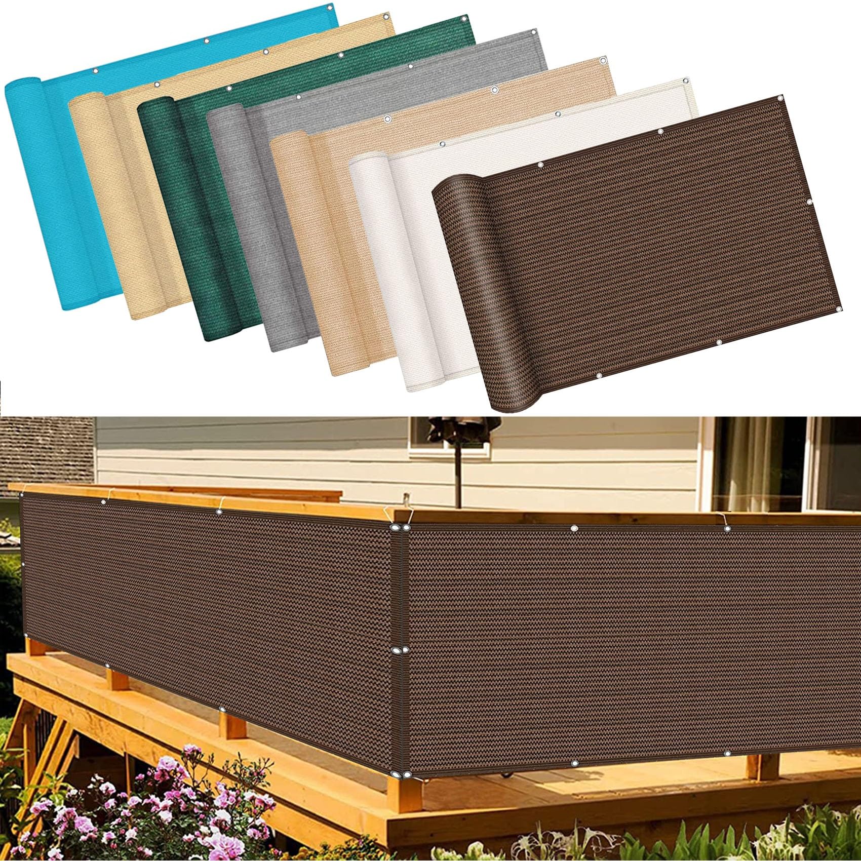 YANHONG Balcony Privacy Screen 85x400cm(33x157inch) Privacy Screens Rectangle Panels Wind Breaker Fencing Screening Weatherproof UV Protection for garden fence, balcony, terrace., Brown