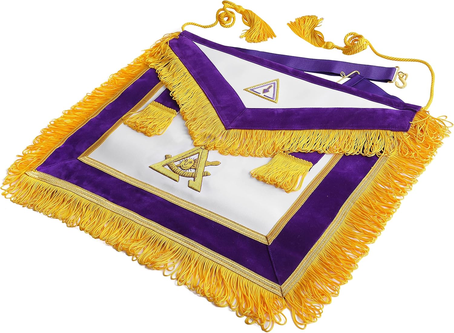 Bricks Masons Past Thrice Illustrious Master Royal & Select Masters English Regulation Apron - Purple With Gold Fringe