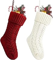 Vista 32 de Fesciory Medias de Navidad de 18 Pulgadas a Granel, Paquete de 5 Medias Grandes de Punto Cable para Colgar en Chimenea para Decoraciones Familiares