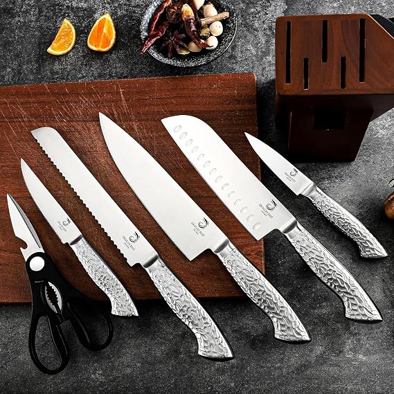 DRAGON RIOT Knife Set with Block 7 Piece Knife Block with Sharpener