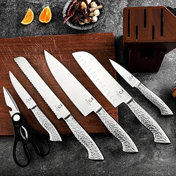 DRAGON RIOT Knife Set with Block 7 Piece Knife Block with Sharpener