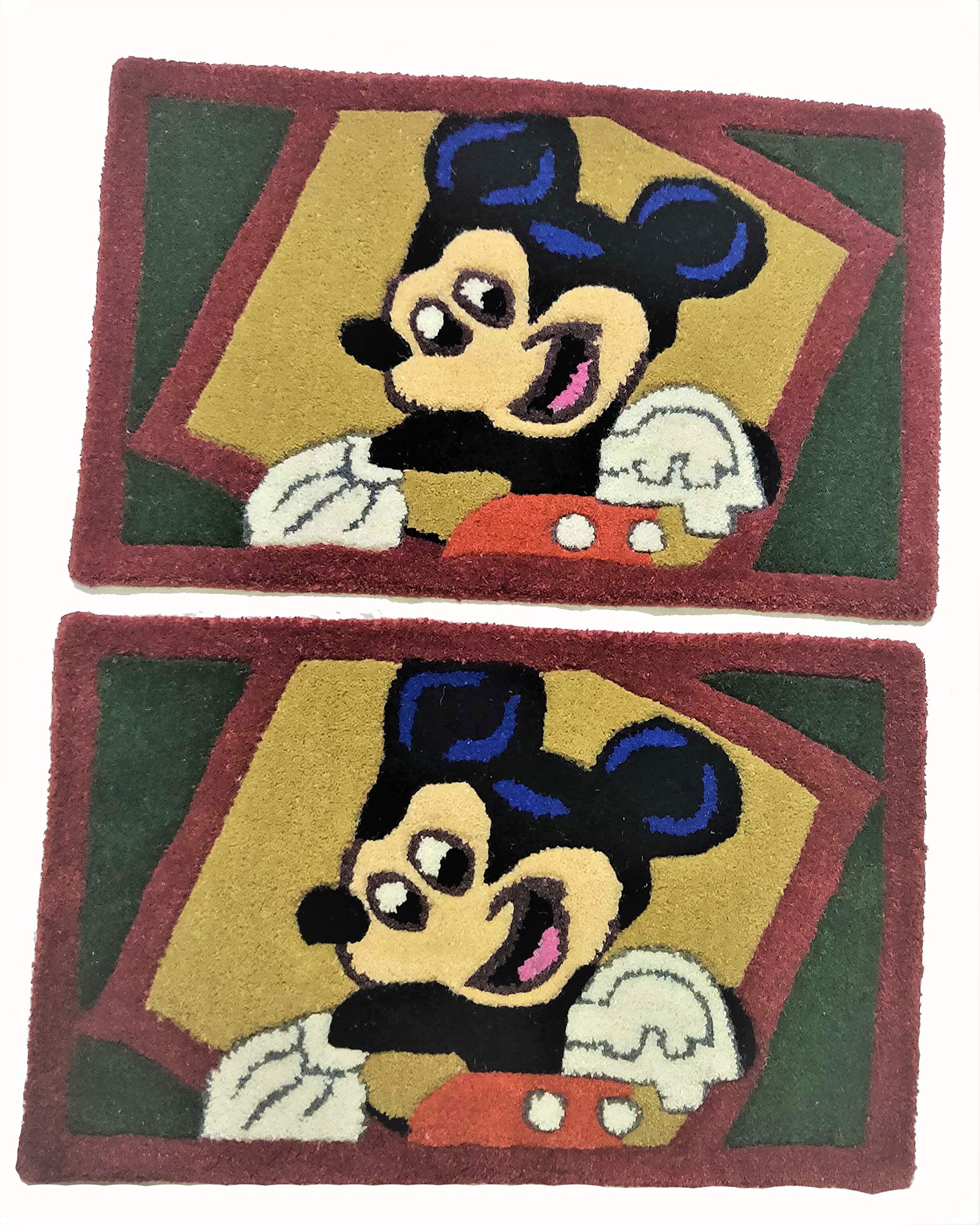 Aim Emporium : Indoor & Outdoor Handmade Door Mat for Bathroom and Bedroom in Car Shape, 60' X 30'cm (Mickey Mouse) Pack of 2